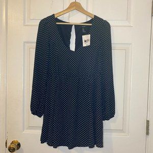 Forever 21 Black Polka Dot Long Sleeve Mini Dress